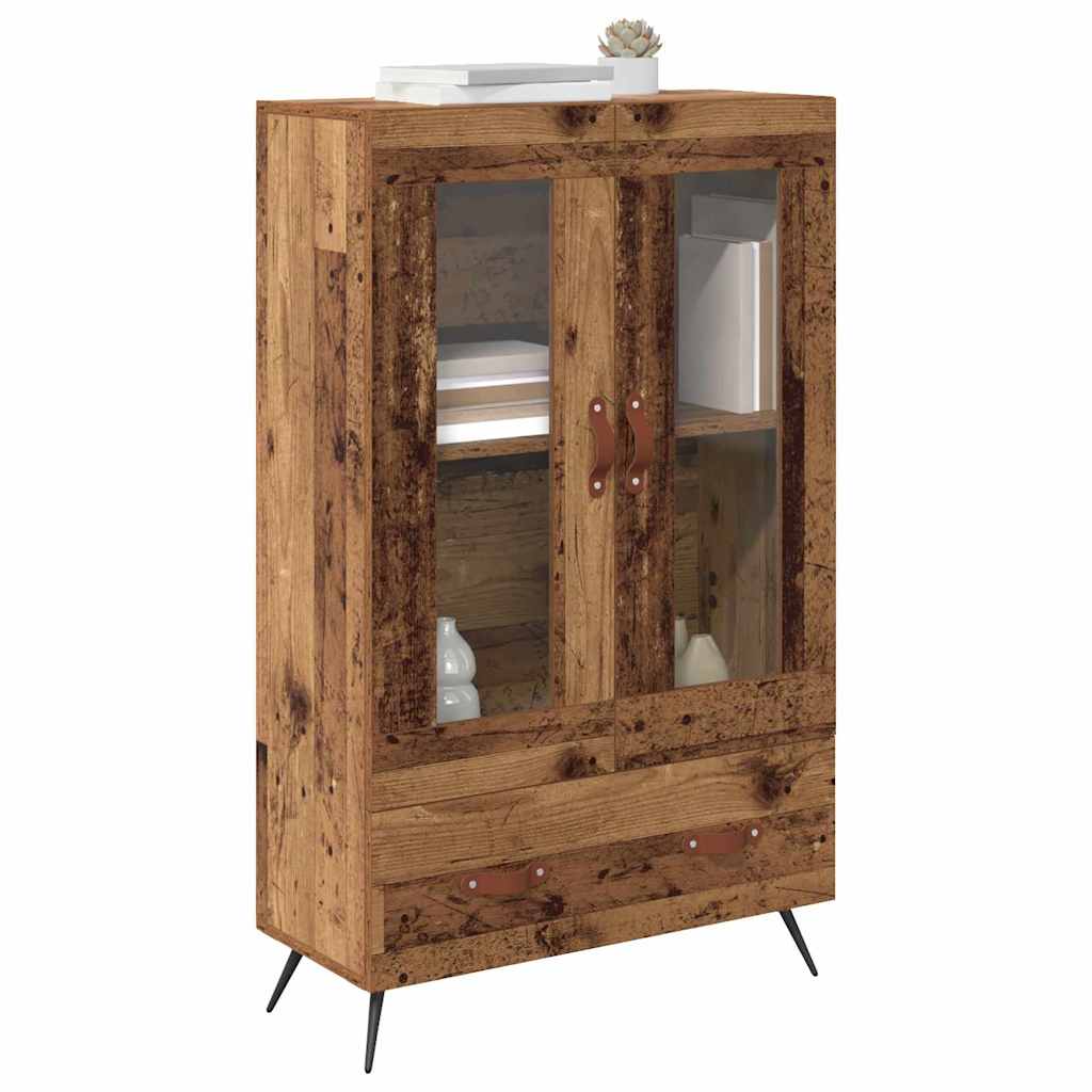 vidaXL Highboard Altholz 69,5 x 31 x 115 cm Engineered Wood und Glas