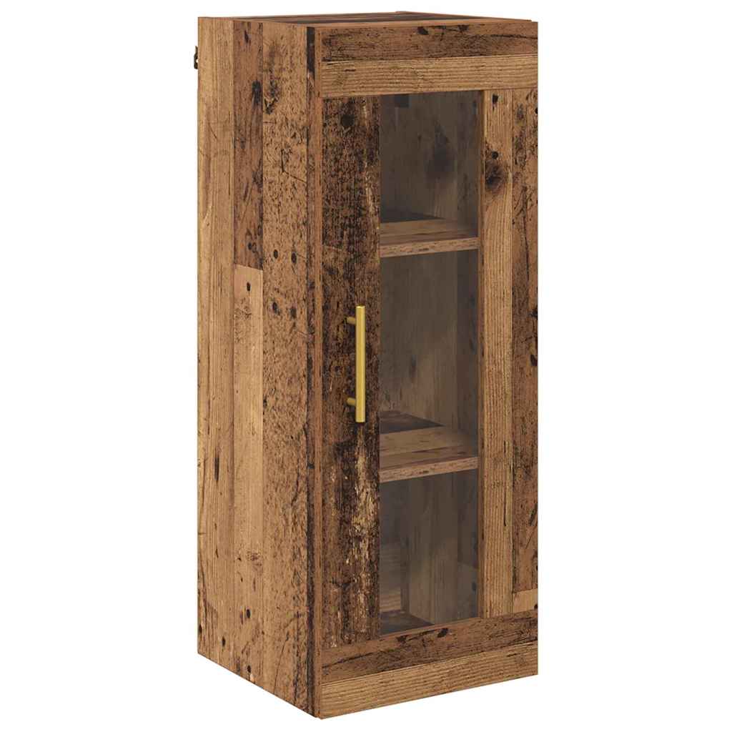vidaXL Wandschrank Altholz 34,5 x 34 x 90 cm Engineered Wood und Glas
