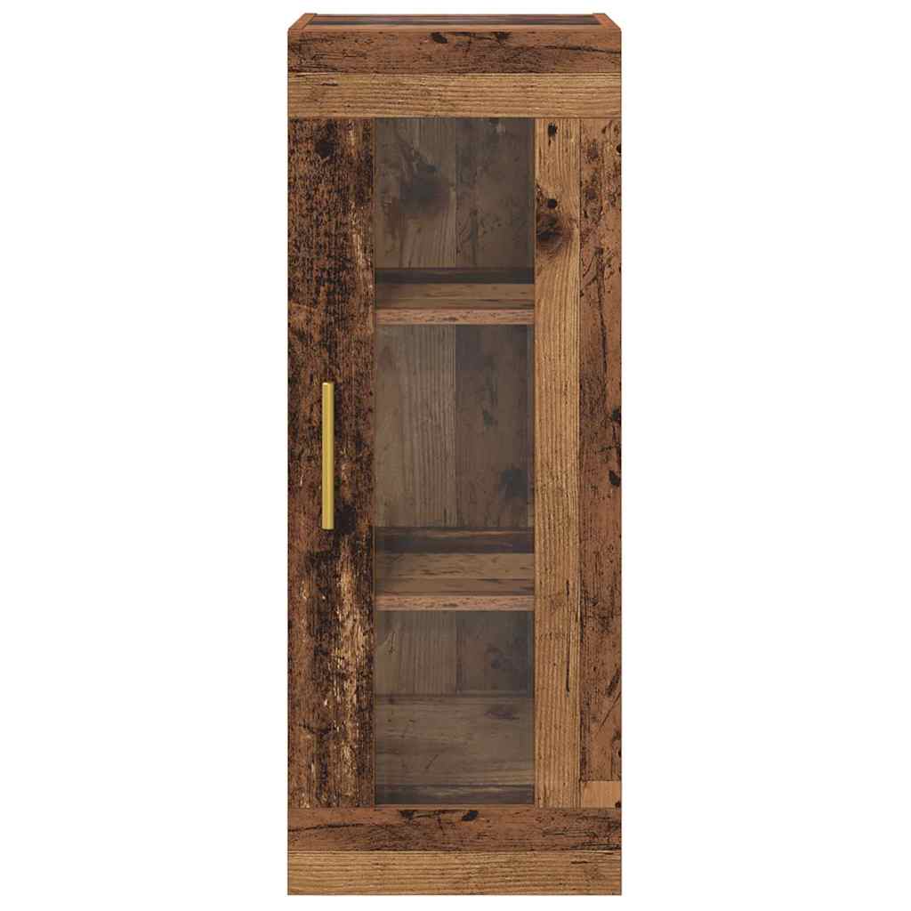 vidaXL Wandschrank Altholz 34,5 x 34 x 90 cm Engineered Wood und Glas