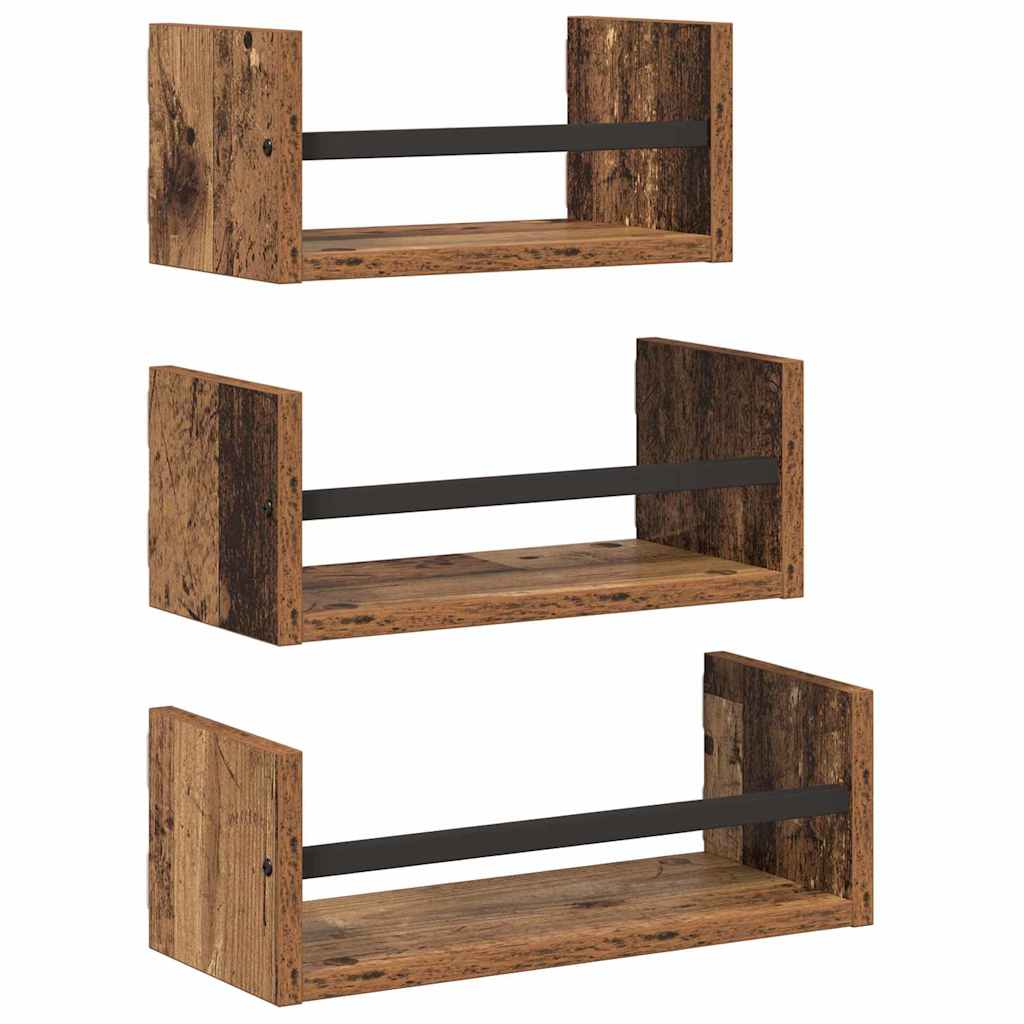 vidaXL Wandregal-Set mit Regal 3 pcs Altholz 40x16x14cm Holzwerkstoff