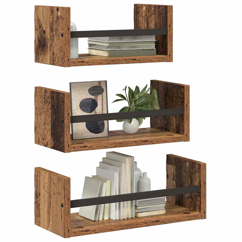 vidaXL Wandregal-Set mit Regal 3 pcs Altholz 40x16x14cm Holzwerkstoff