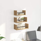 vidaXL Wandregal-Set 3 pcs Artisan-Eiche 40x16x14cm Holzwerkstoff