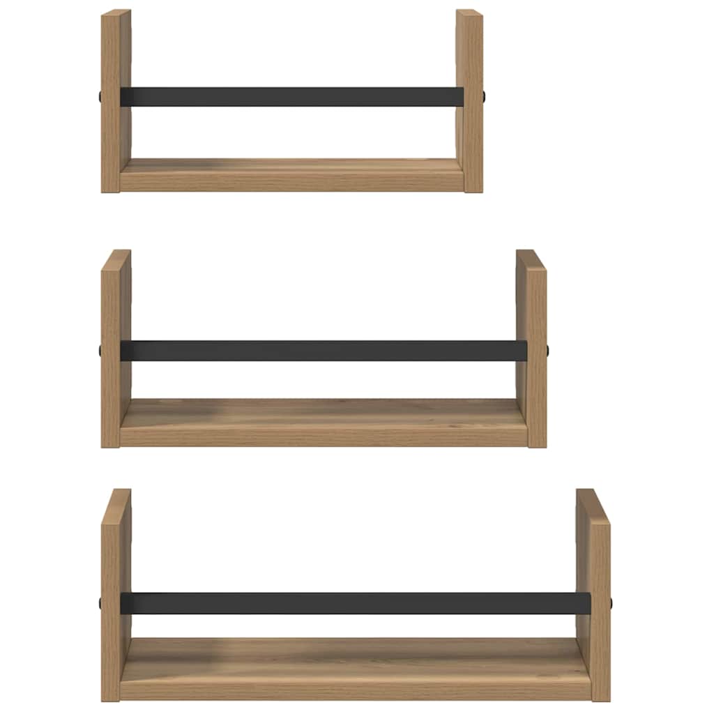 vidaXL Wandregal-Set 3 pcs Artisan-Eiche 40x16x14cm Holzwerkstoff