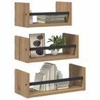 vidaXL Wandregal-Set 3 pcs Artisan-Eiche 40x16x14cm Holzwerkstoff