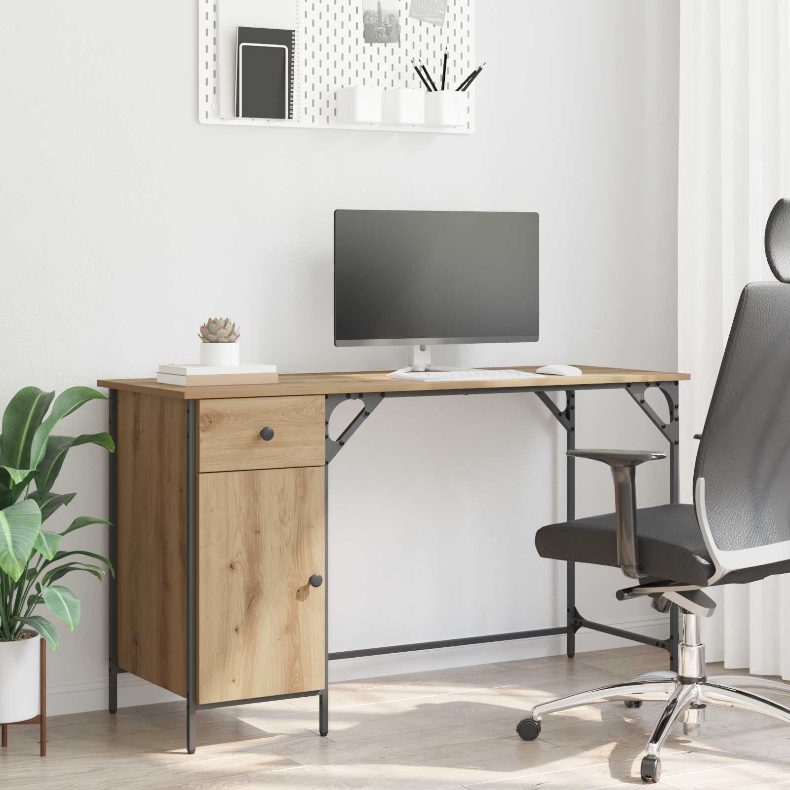vidaXL Computertisch Artisan-Eiche 131 x 48 x 75 cm Holzwerkstoff
