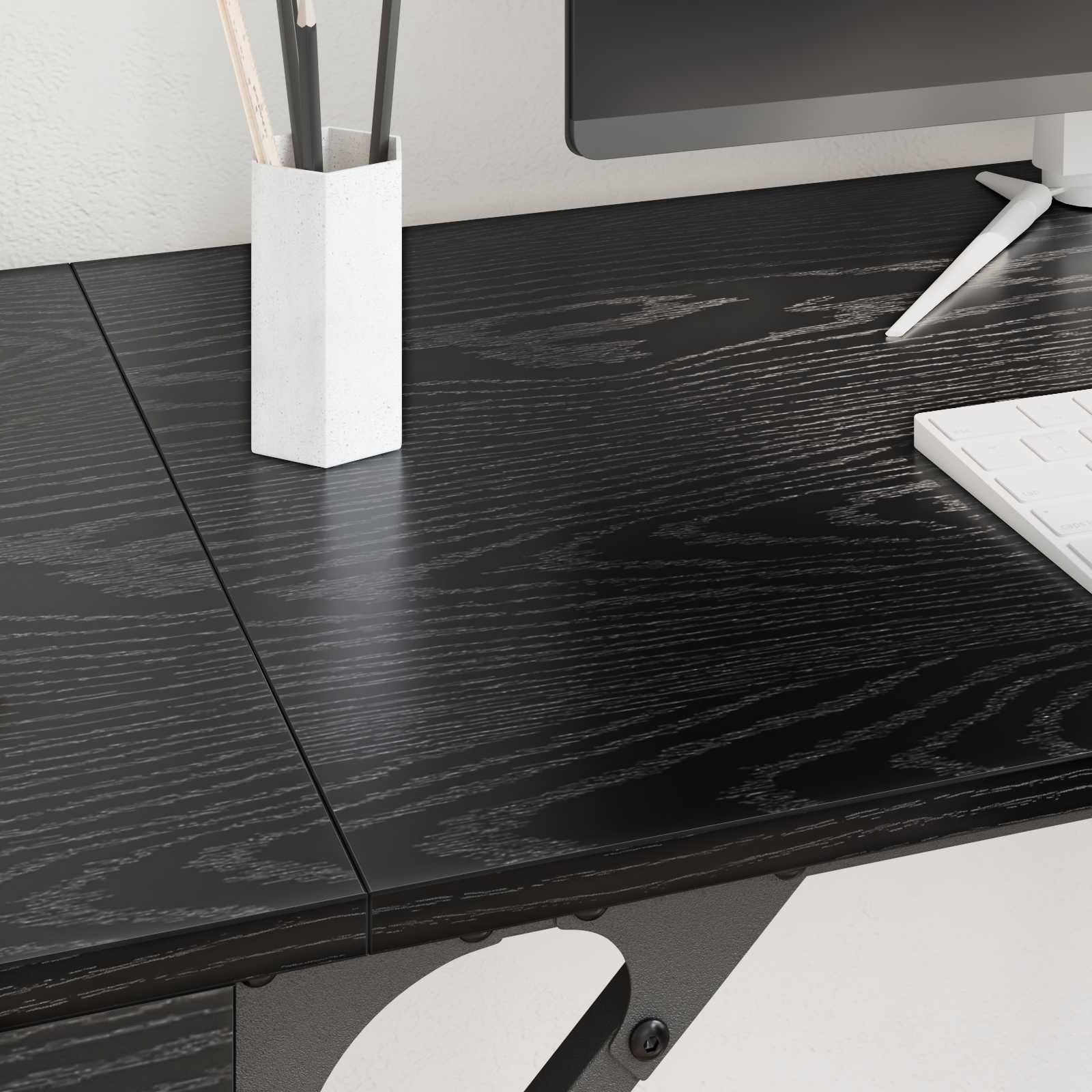 vidaXL Computertisch Schwarz Eichen-Optik 131 x 48 x 75 cm