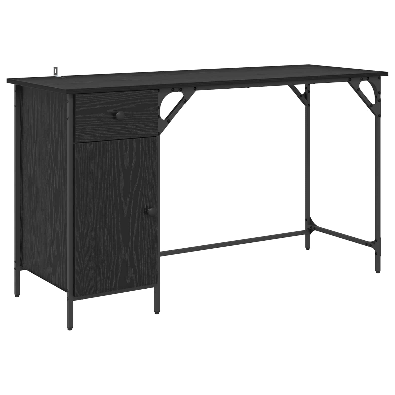 vidaXL Computertisch Schwarz Eichen-Optik 131 x 48 x 75 cm
