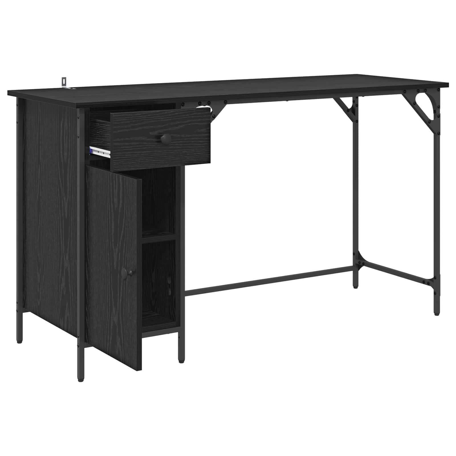 vidaXL Computertisch Schwarz Eichen-Optik 131 x 48 x 75 cm
