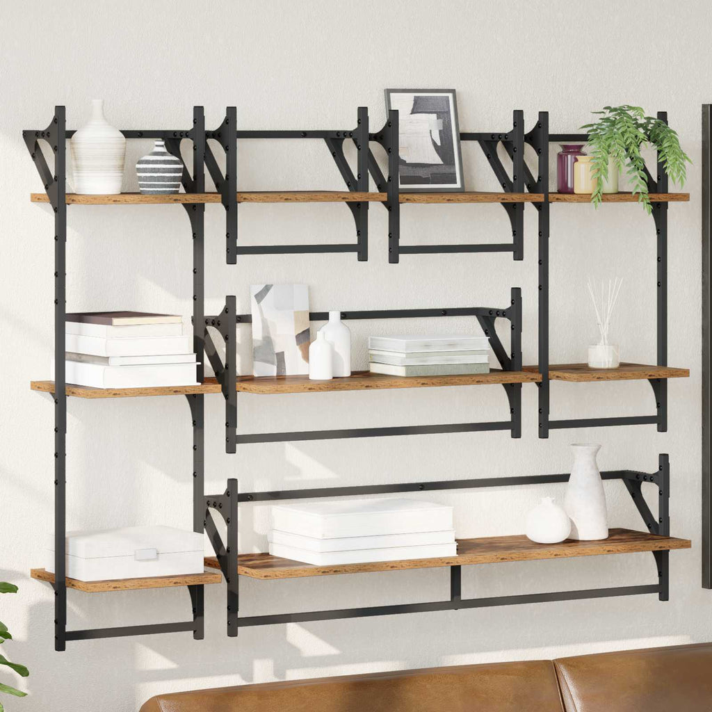 vidaXL Wandregal-Set 6 pcs Altholz 100 x 25 x 30 cm Holzwerkstoff
