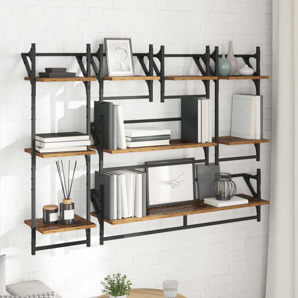 vidaXL Wandregal-Set 6 pcs Altholz 100 x 25 x 30 cm Holzwerkstoff