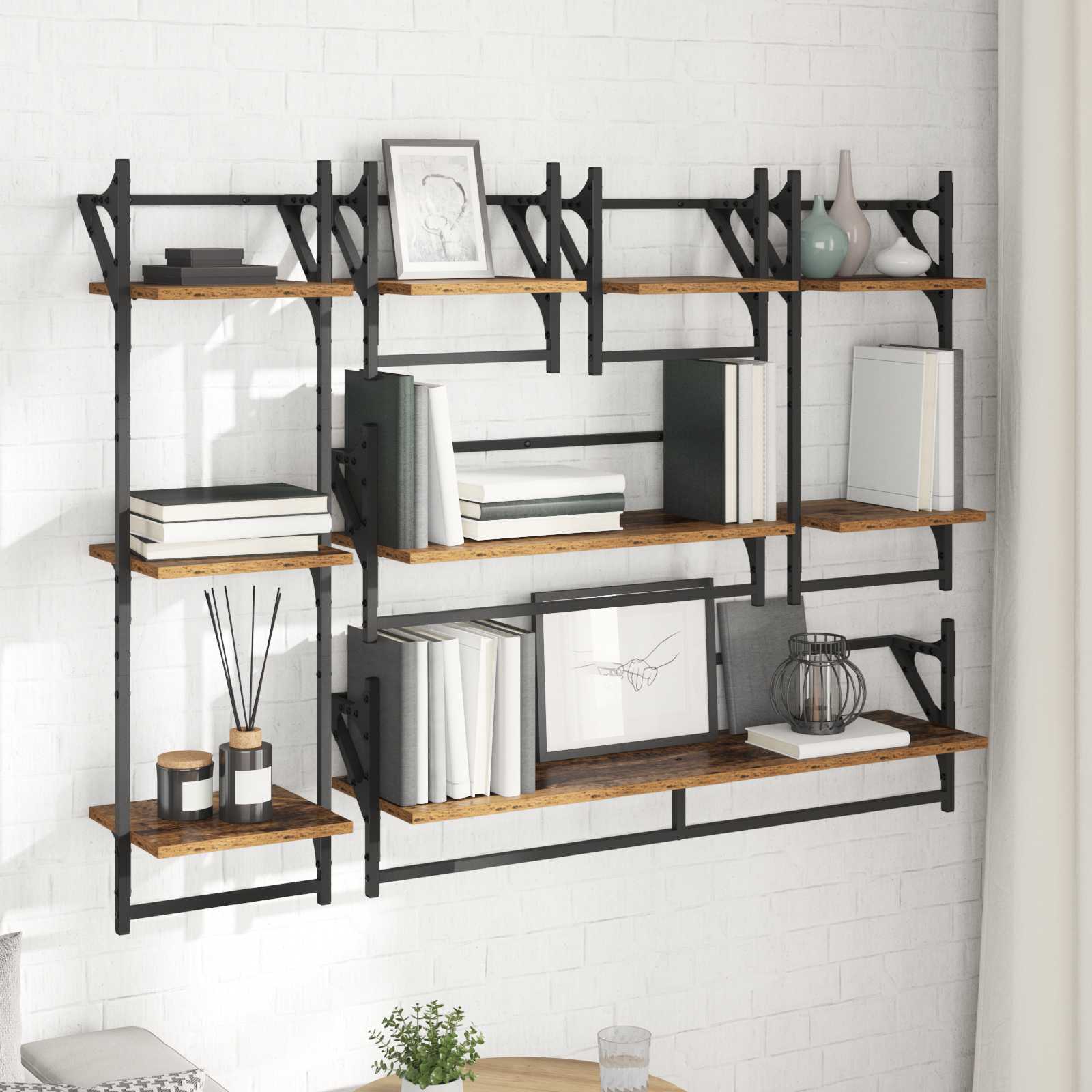vidaXL Wandregal-Set 6 pcs Altholz 100 x 25 x 30 cm Holzwerkstoff