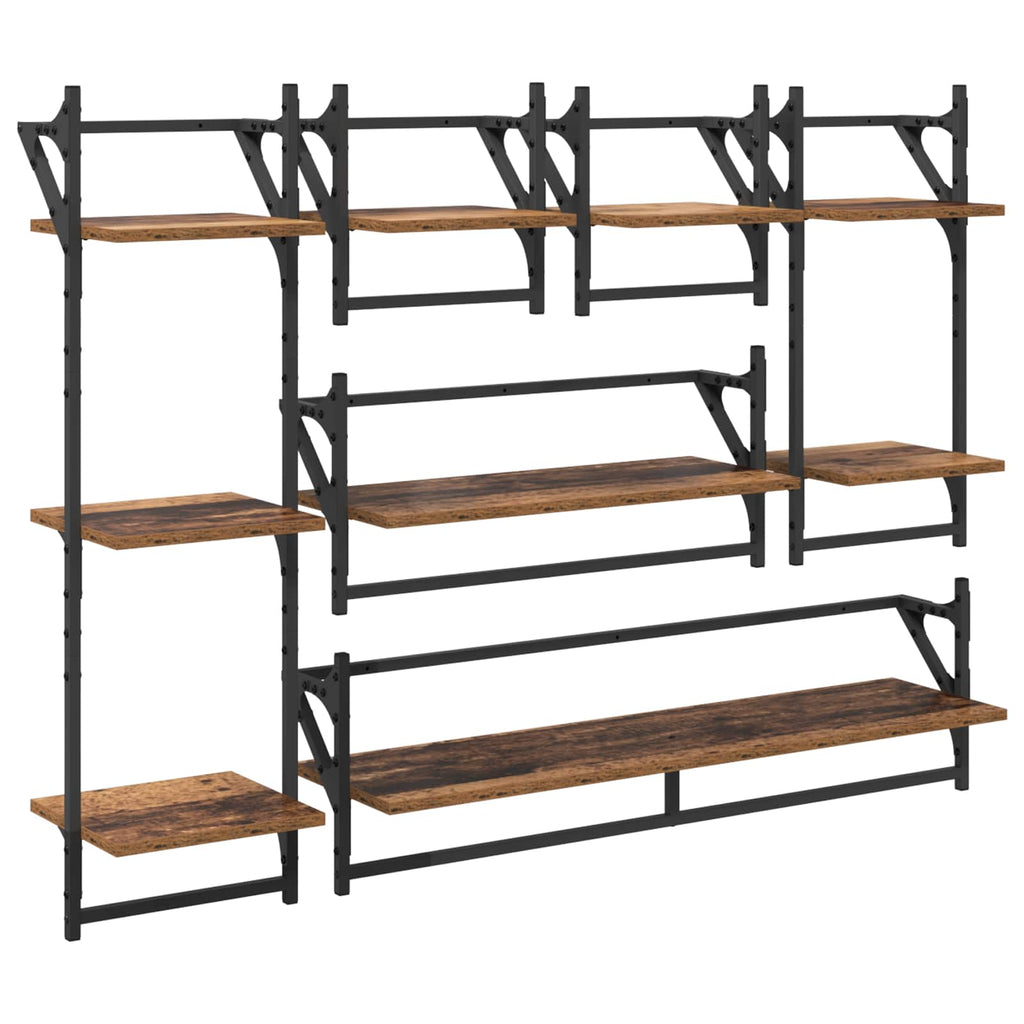 vidaXL Wandregal-Set 6 pcs Altholz 100 x 25 x 30 cm Holzwerkstoff