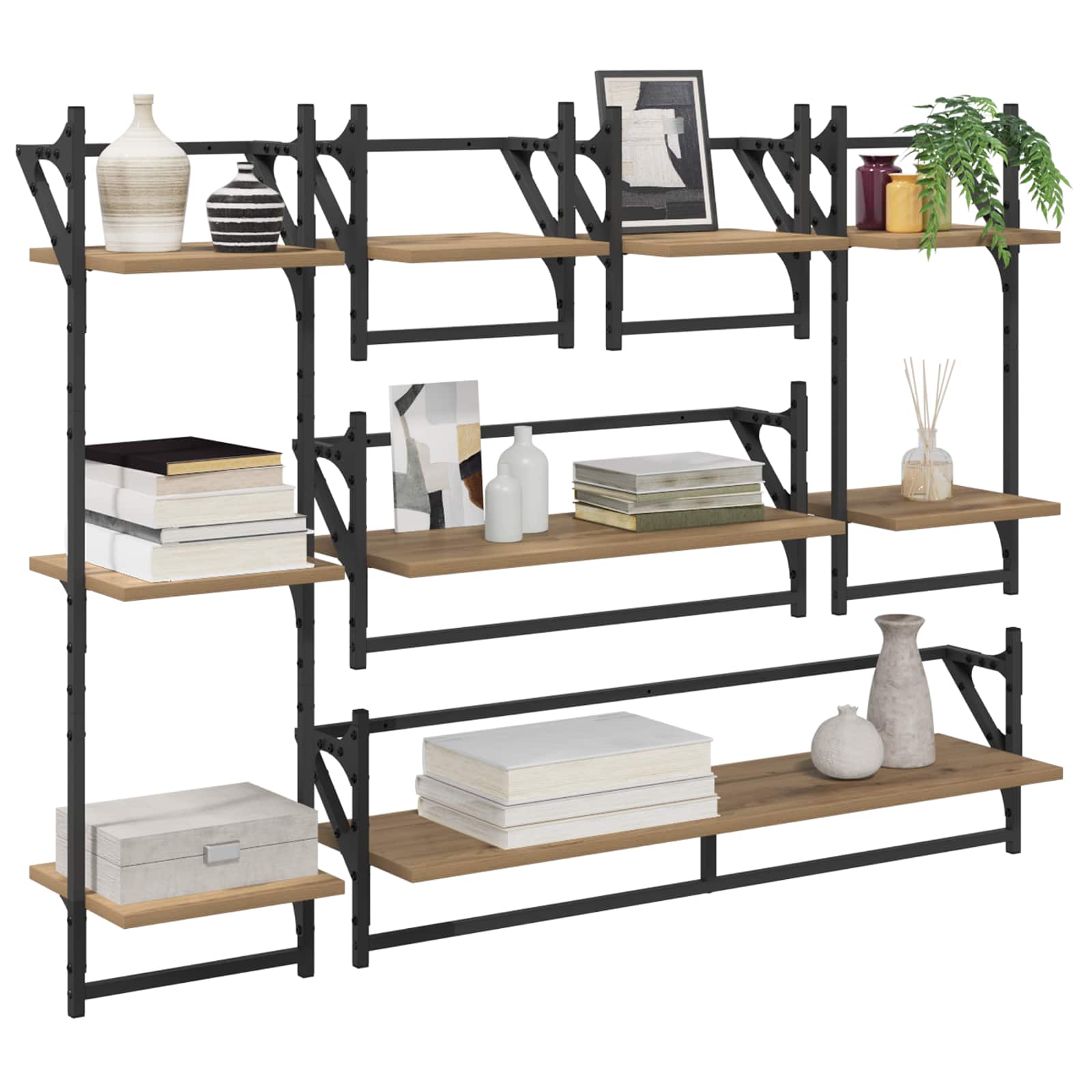 vidaXL Wandregal-Set mit Regal 6 pcs Artisan-Eiche 100 x 25 x 30 cm