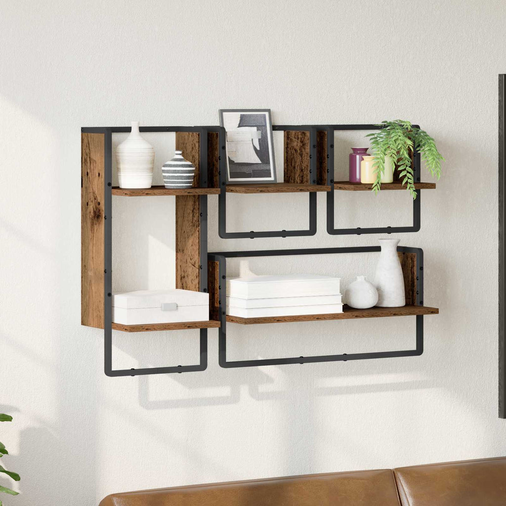 vidaXL Wandregal-Set 4 pcs Altholz 65 x 25 x 30 cm Holzwerkstoff