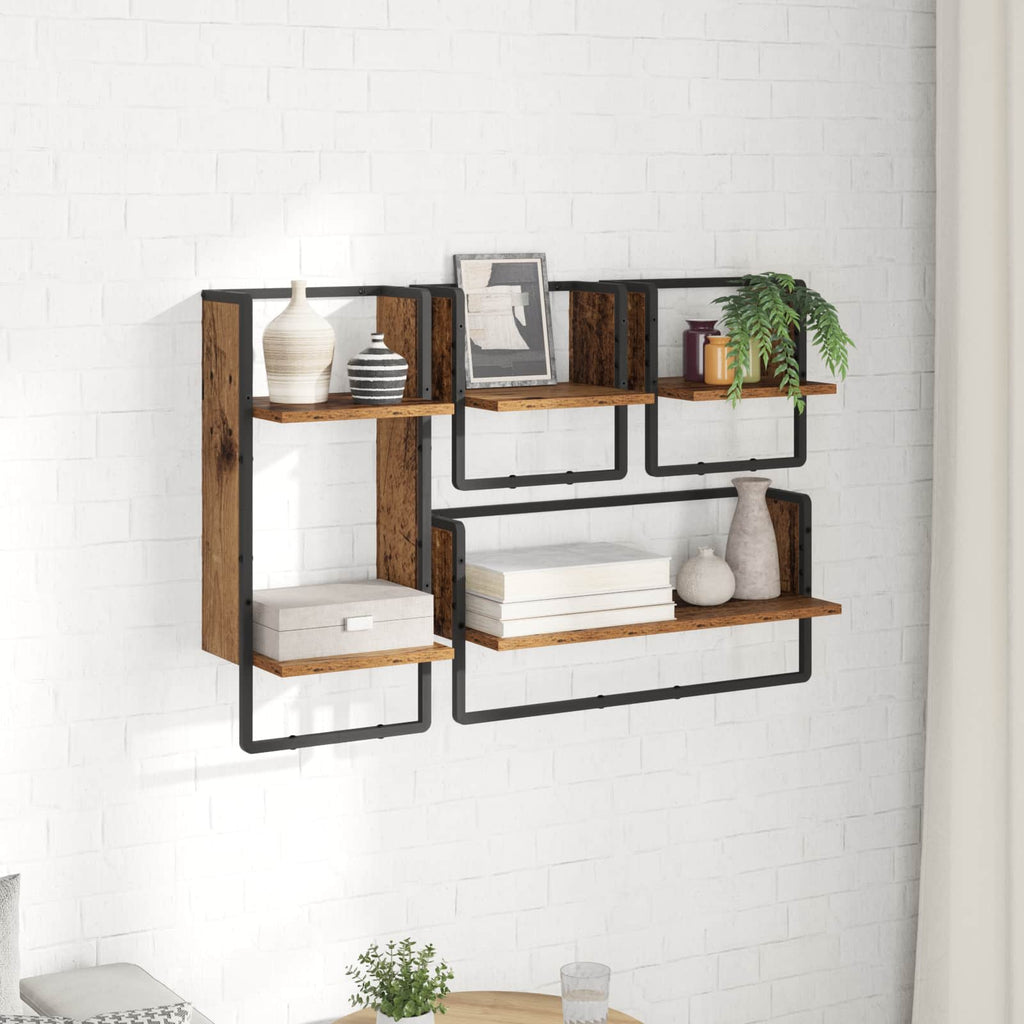vidaXL Wandregal-Set 4 pcs Altholz 65 x 25 x 30 cm Holzwerkstoff