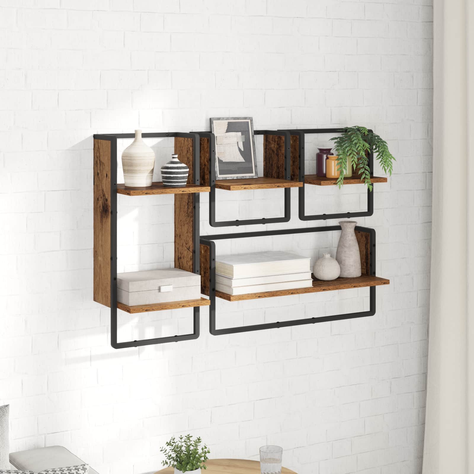 vidaXL Wandregal-Set 4 pcs Altholz 65 x 25 x 30 cm Holzwerkstoff