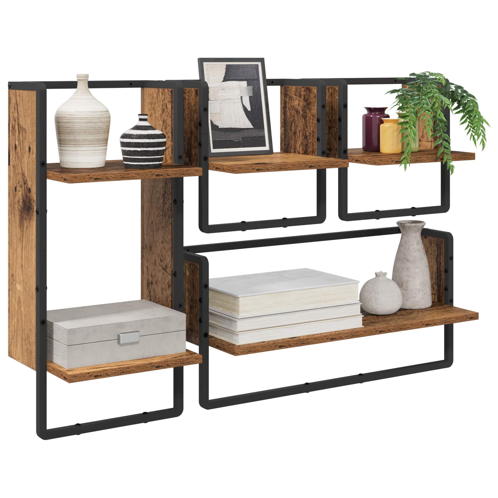 vidaXL Wandregal-Set 4 pcs Altholz 65 x 25 x 30 cm Holzwerkstoff