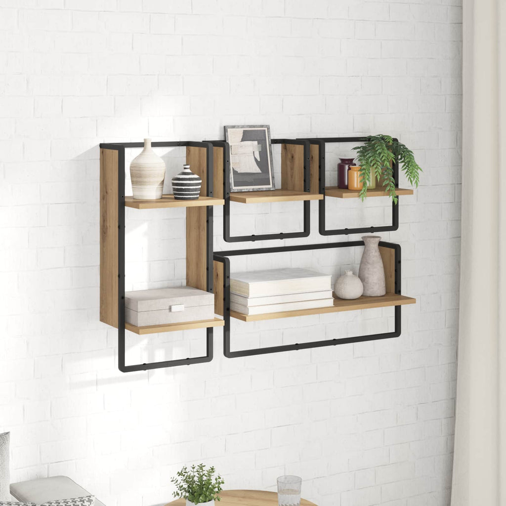 vidaXL Wandregal-Set 4 pcs Artisan-Eiche 65 x 25 x 30 cm Holzwerkstoff