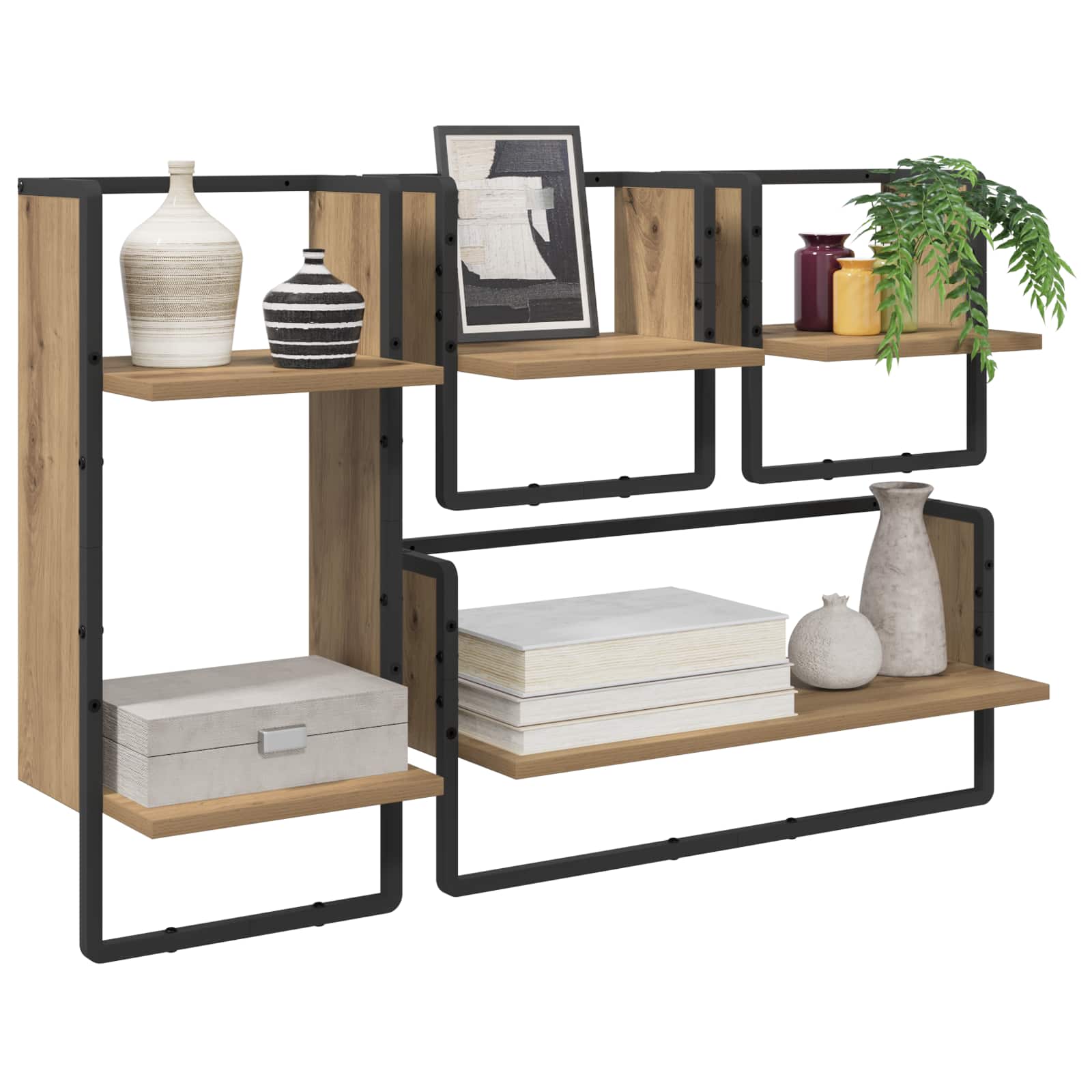 vidaXL Wandregal-Set 4 pcs Artisan-Eiche 65 x 25 x 30 cm Holzwerkstoff