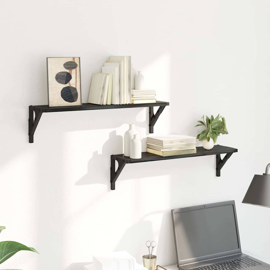 vidaXL Wandregale 2 pcs Schwarz Eichen-Optik 60 x 15 x 15,5 cm