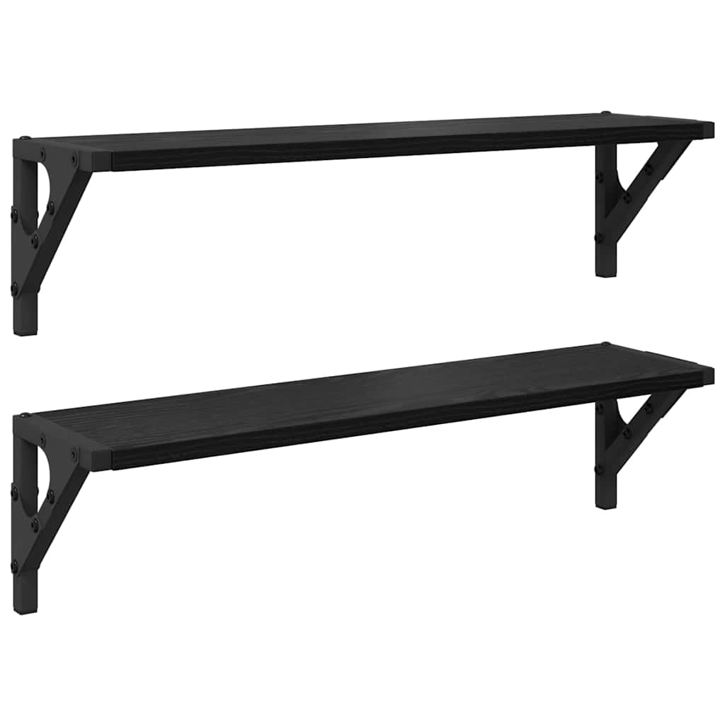 vidaXL Wandregale 2 pcs Schwarz Eichen-Optik 60 x 15 x 15,5 cm