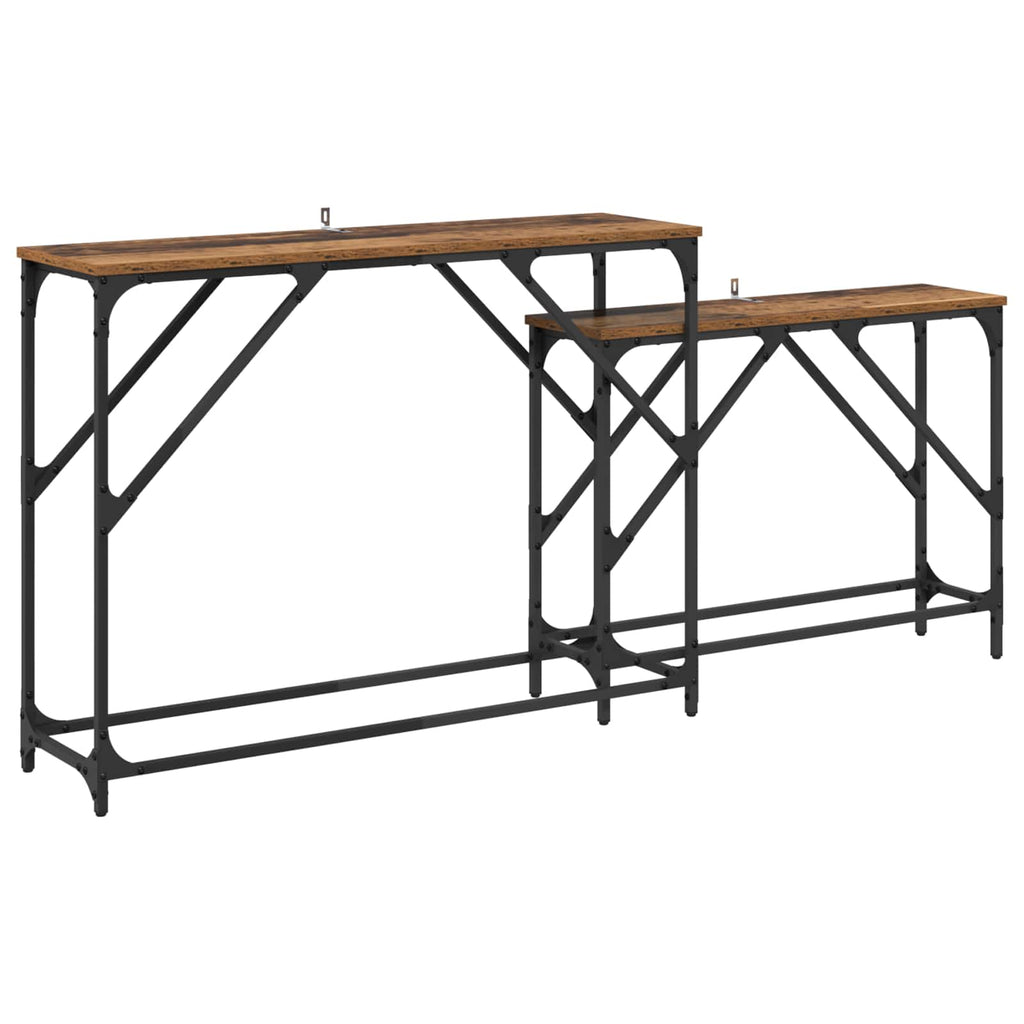 vidaXL Konsolentisch 2 pcs Altholz 100 x 28 x 75 cm Holzwerkstoff