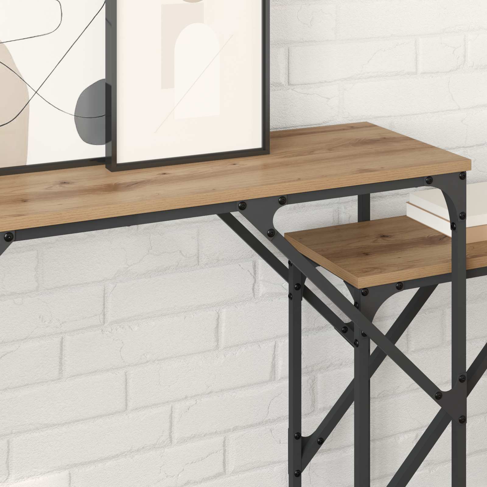 vidaXL Konsolentisch 2 pcs Artisan-Eiche 100 x 28 x 75 cm
