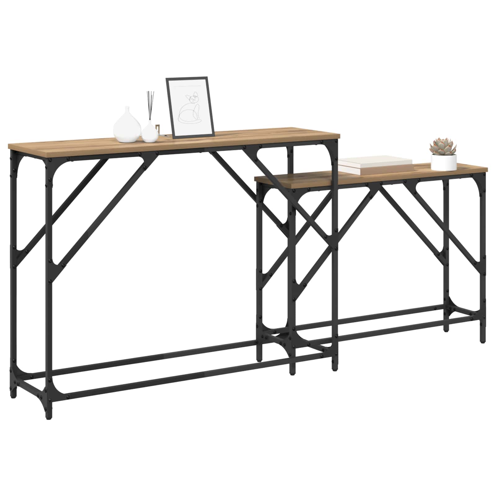 vidaXL Konsolentisch 2 pcs Artisan-Eiche 100 x 28 x 75 cm