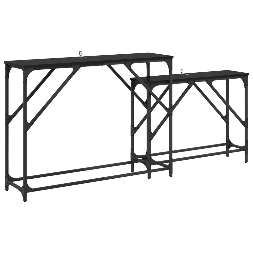 vidaXL Konsolentisch 2 pcs Schwarz Eichen-Optik 100 x 28 x 75 cm