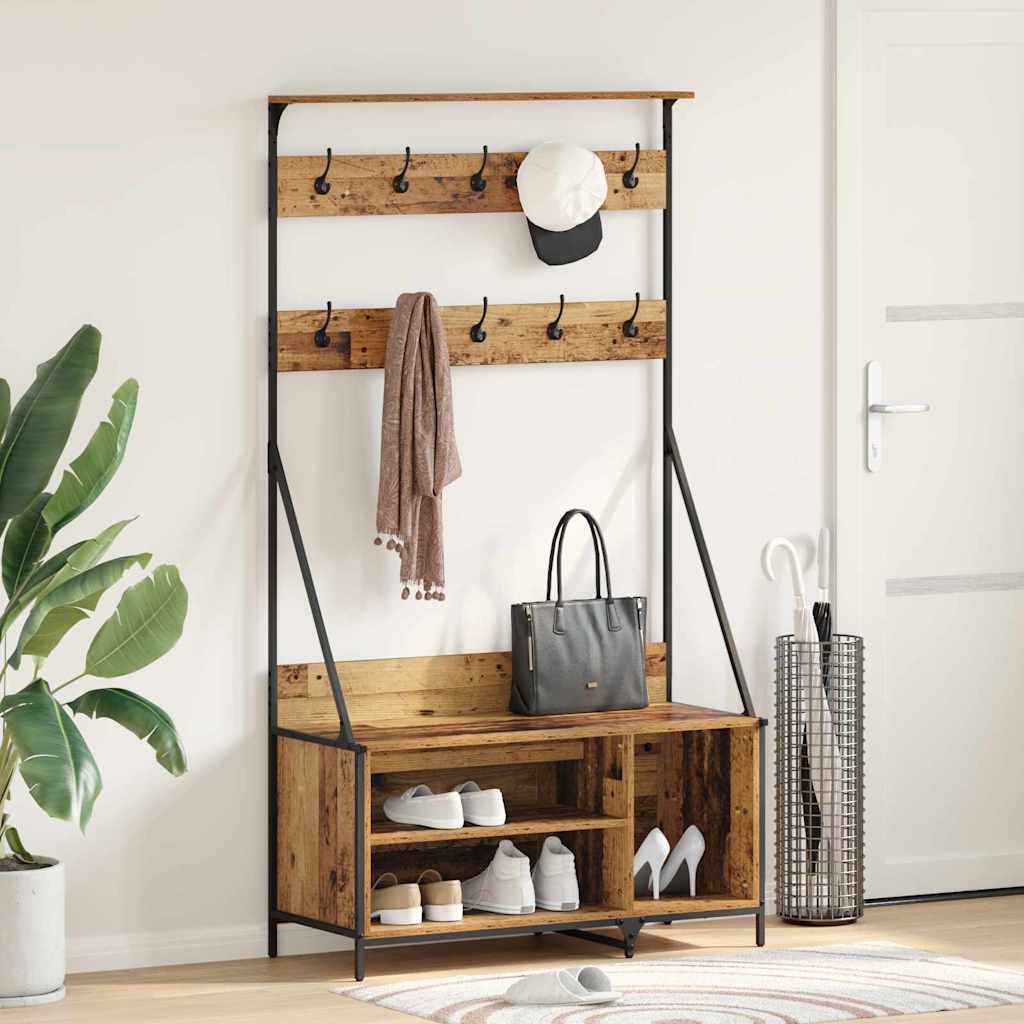 vidaXL Kleiderständer Altholz 90 x 30 x 100,5 cm Holzwerkstoff