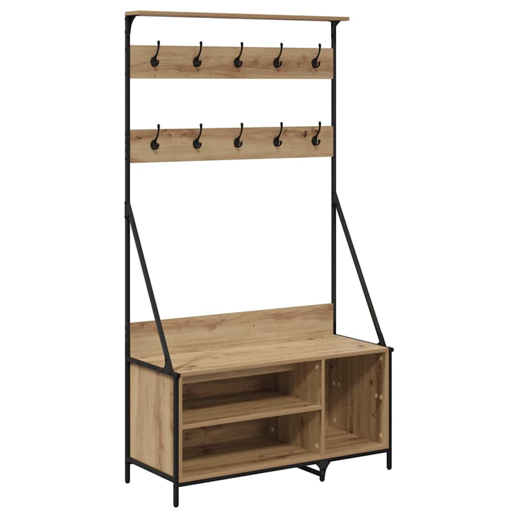 vidaXL Kleiderständer Artisan-Eiche 100 x 41 x 184 cm Holzwerkstoff