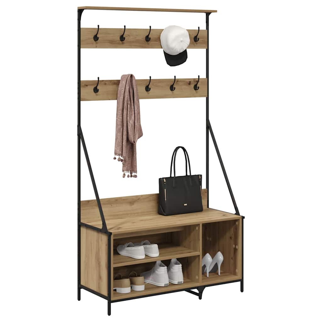 vidaXL Kleiderständer Artisan-Eiche 100 x 41 x 184 cm Holzwerkstoff