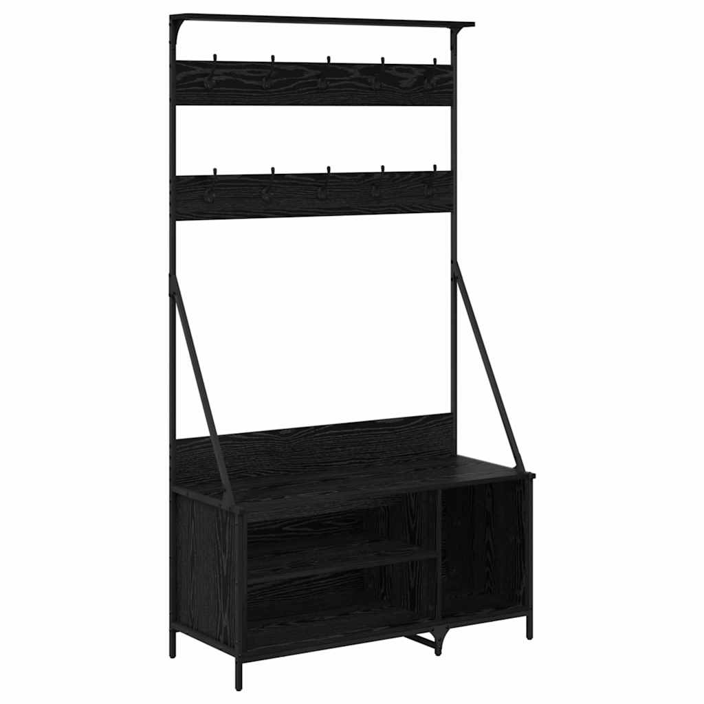 vidaXL Kleiderständer mit Regal Schwarz Eichen-Optik 100 x 41 x 184 cm