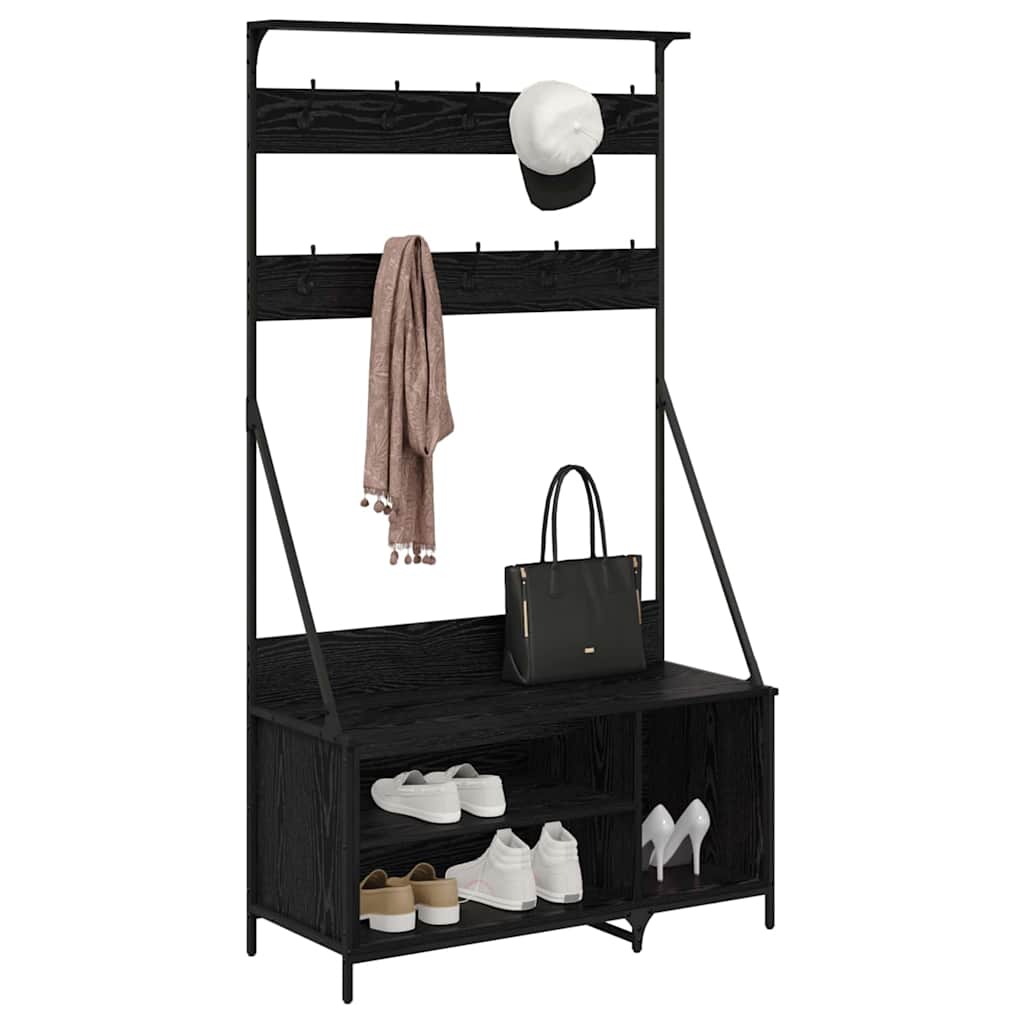 vidaXL Kleiderständer mit Regal Schwarz Eichen-Optik 100 x 41 x 184 cm