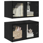 vidaXL Wandschränke 2 pcs Schwarz Eichen-Optik 68 x 37 x 35 cm