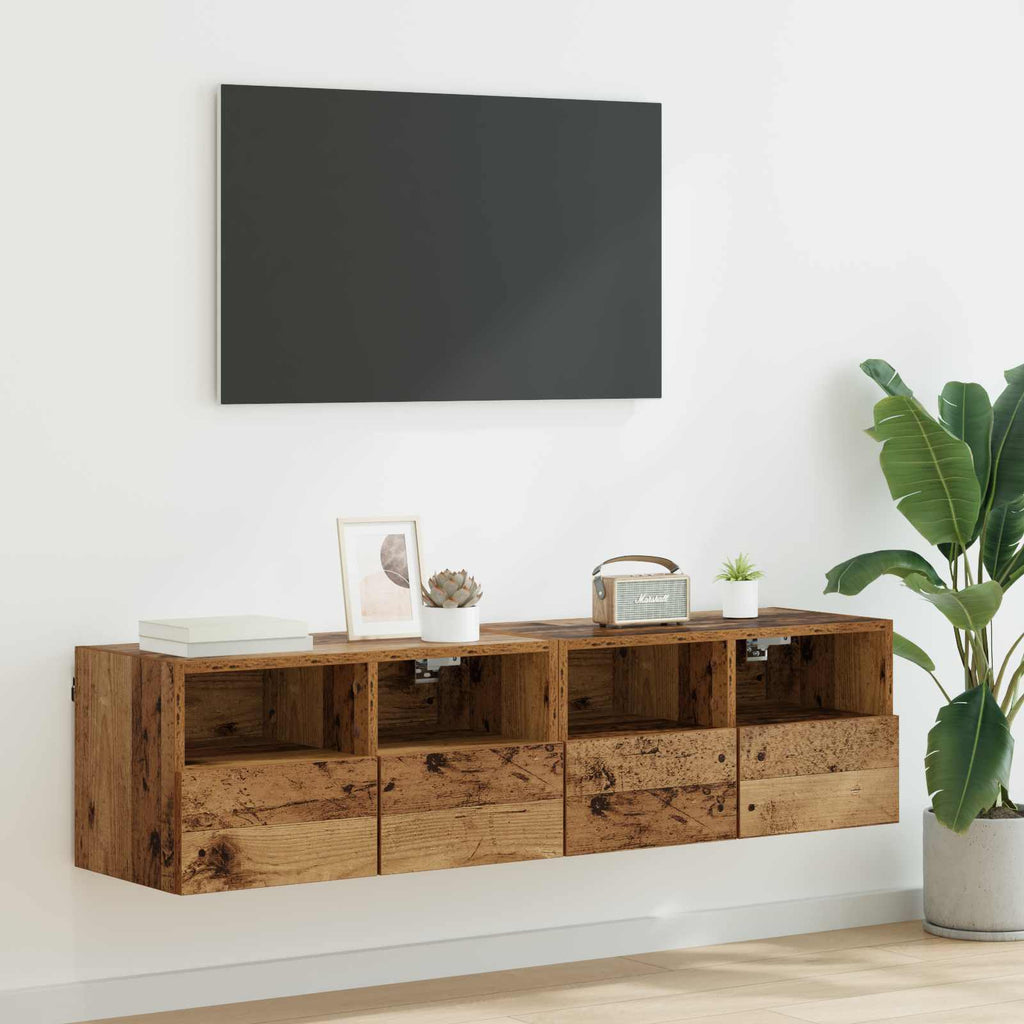 vidaXL TV-Wandregale 2 pcs Altholz 60 x 30 x 30 cm Holzwerkstoff