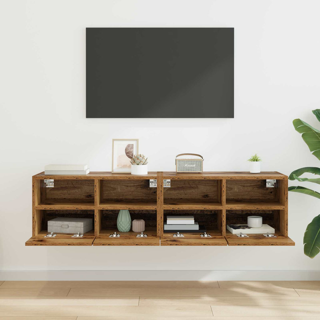 vidaXL TV-Wandregale 2 pcs Altholz 60 x 30 x 30 cm Holzwerkstoff