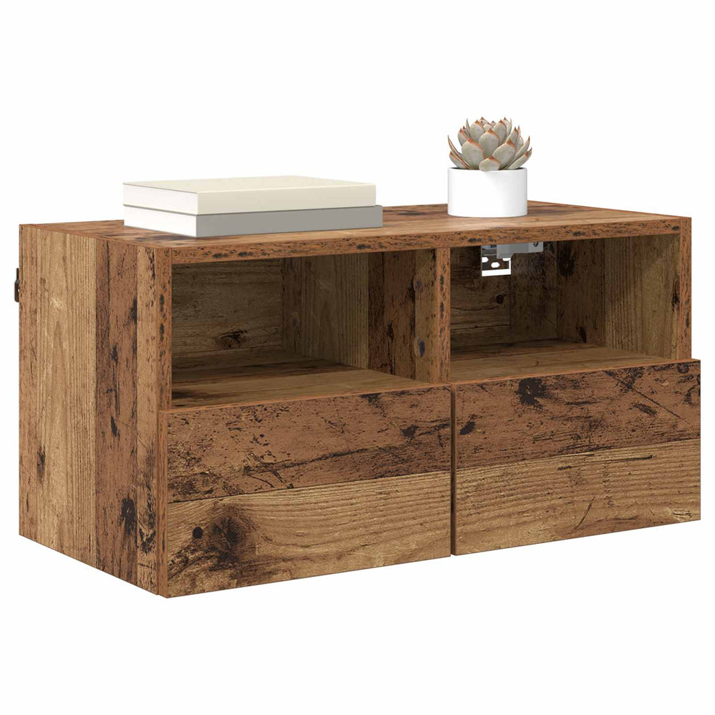 vidaXL TV-Wandregale 2 pcs Altholz 60 x 30 x 30 cm Holzwerkstoff