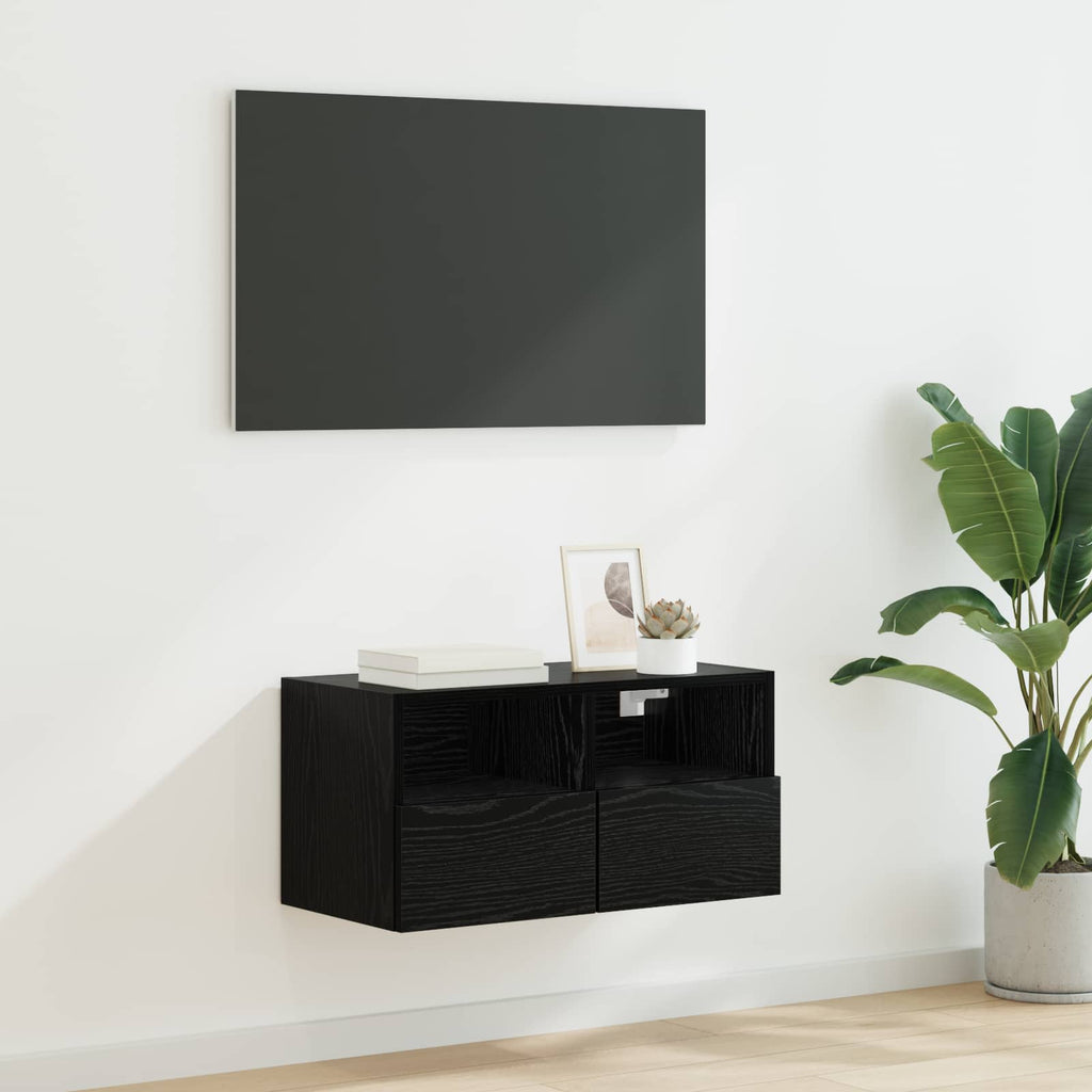 vidaXL TV-Wandschrank Schwarz Eichen-Optik 60 x 30 x 30 cm