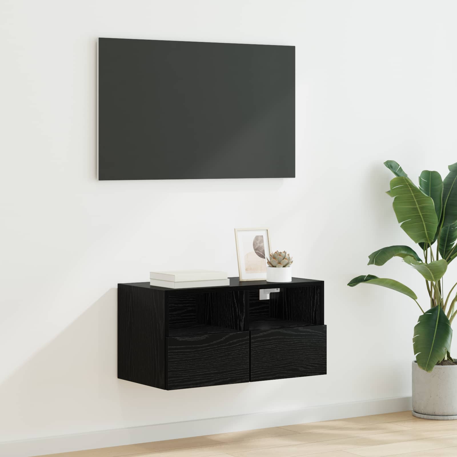 vidaXL TV-Wandschrank Schwarz Eichen-Optik 60 x 30 x 30 cm
