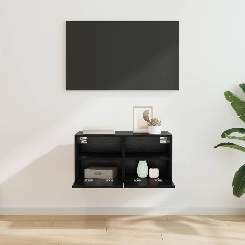 vidaXL TV-Wandschrank Schwarz Eichen-Optik 60 x 30 x 30 cm