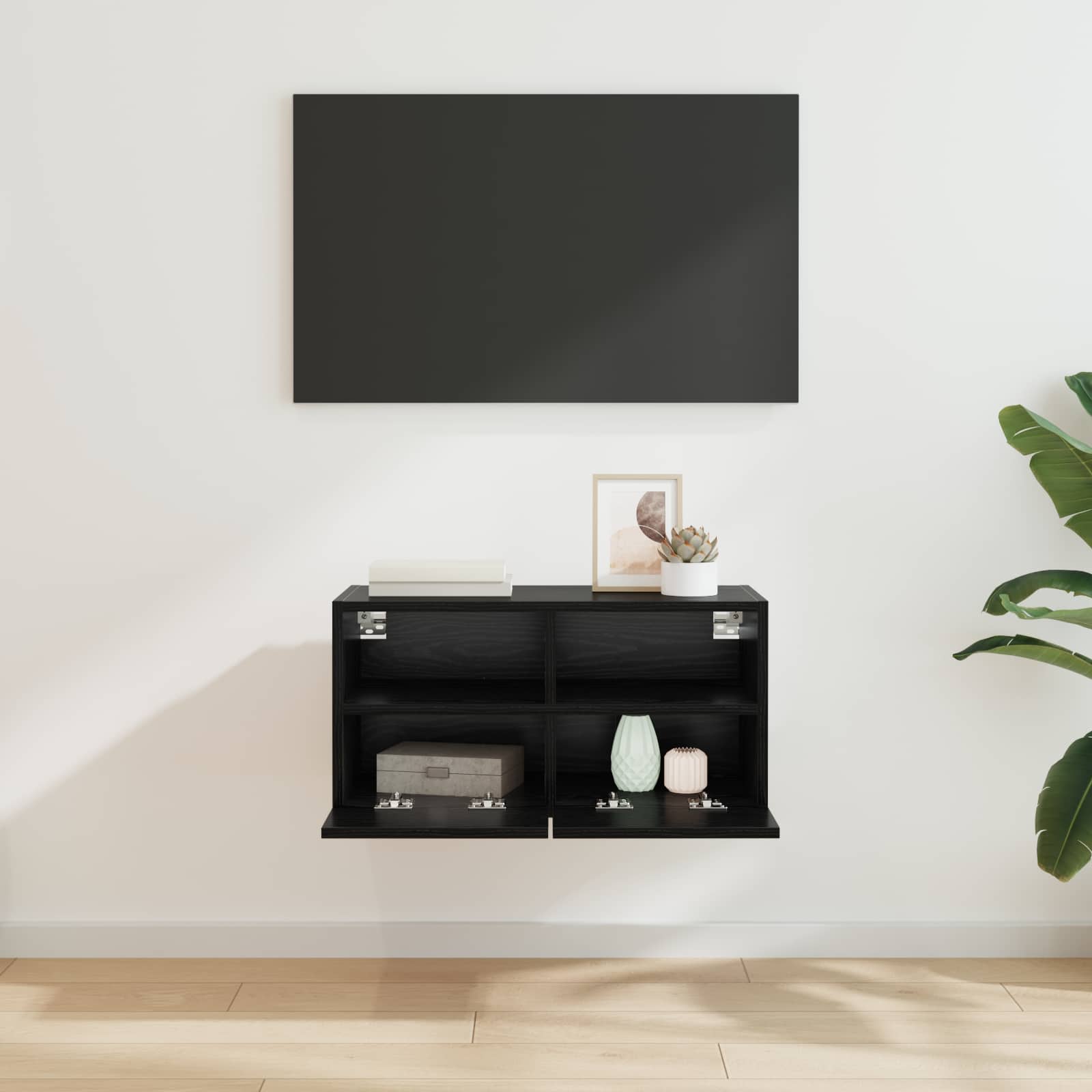 vidaXL TV-Wandschrank Schwarz Eichen-Optik 60 x 30 x 30 cm