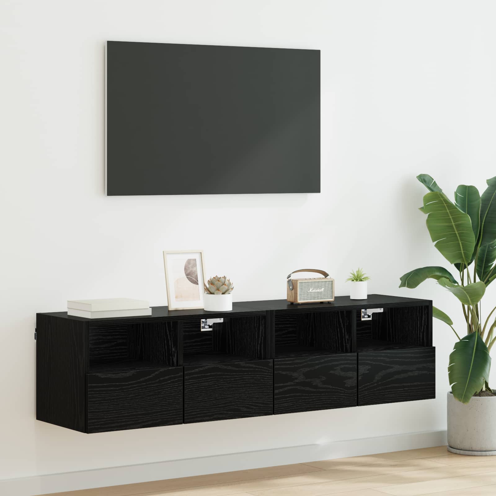 vidaXL TV-Wandregale 2 pcs Schwarz Eichen-Optik 60 x 30 x 30 cm