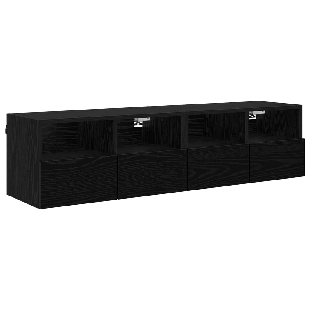 vidaXL TV-Wandregale 2 pcs Schwarz Eichen-Optik 60 x 30 x 30 cm