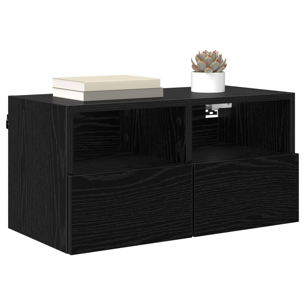 vidaXL TV-Wandregale 2 pcs Schwarz Eichen-Optik 60 x 30 x 30 cm
