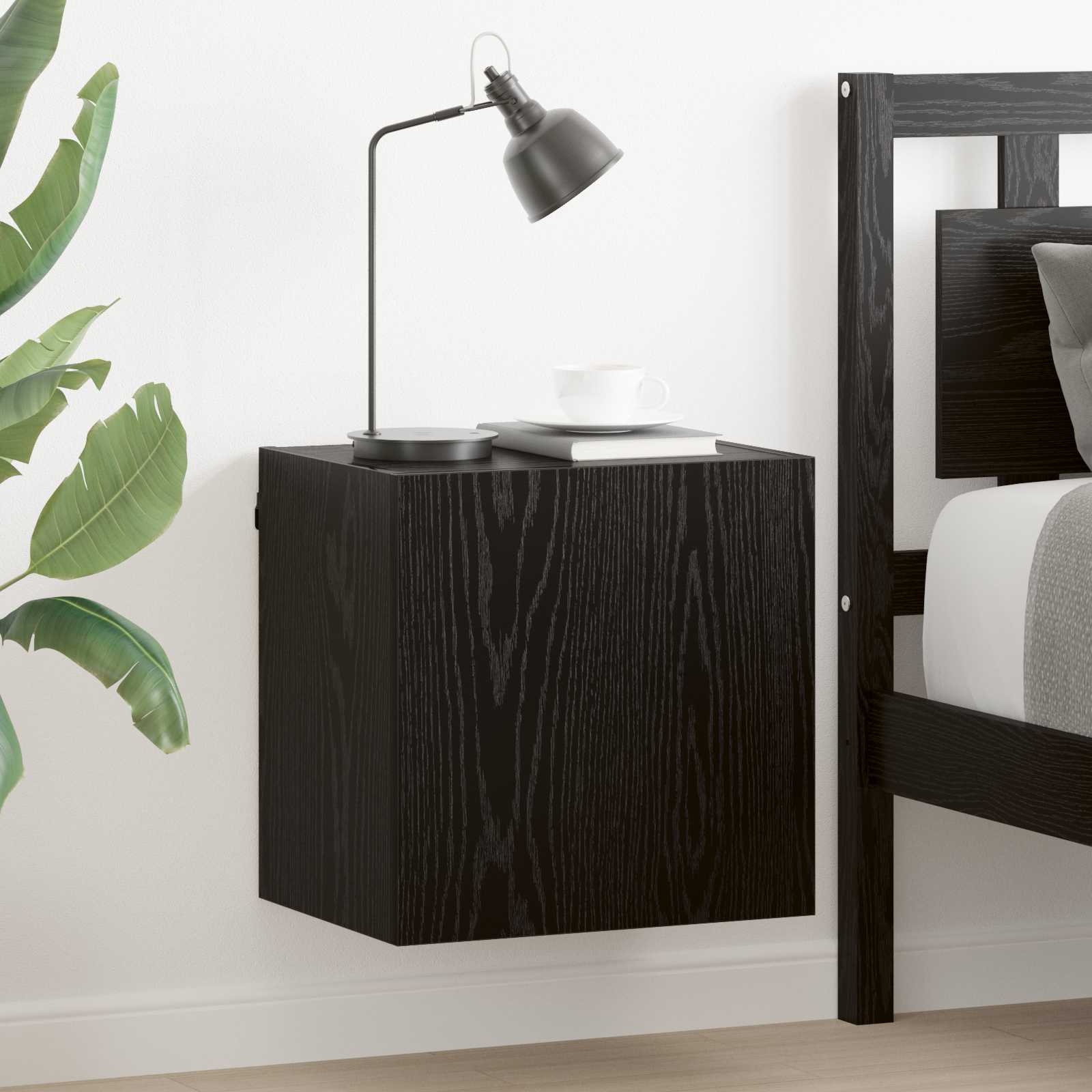 vidaXL TV-Wandschrank Schwarz Eichen-Optik 40,5x30x40cm Holzwerkstoff