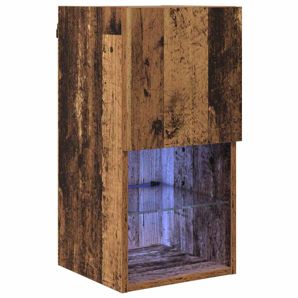vidaXL Wandmontierter TV-Schrank mit LED Altholz 30,5 x 30 x 60 cm