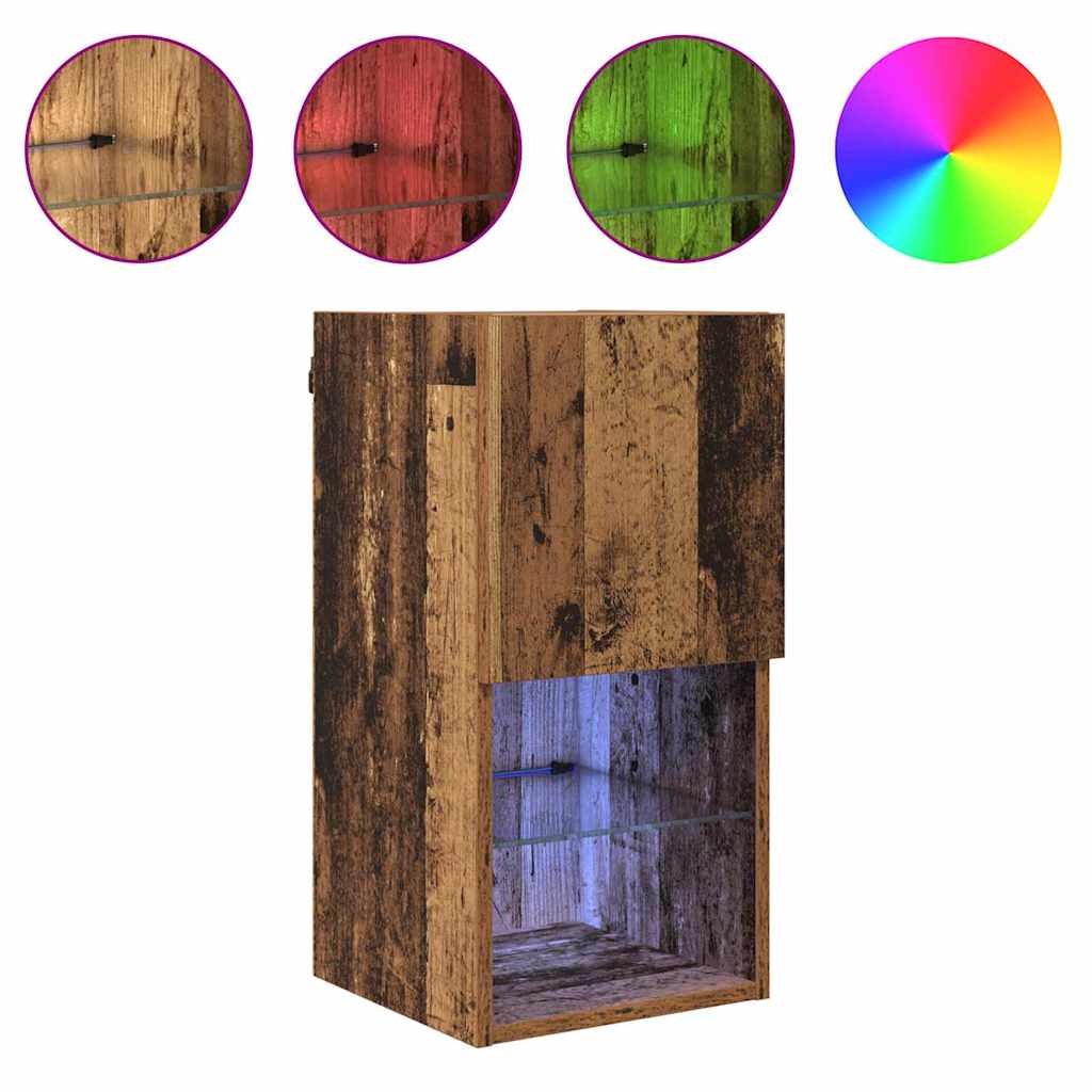 vidaXL Wandmontierter TV-Schrank mit LED Altholz 30,5 x 30 x 60 cm