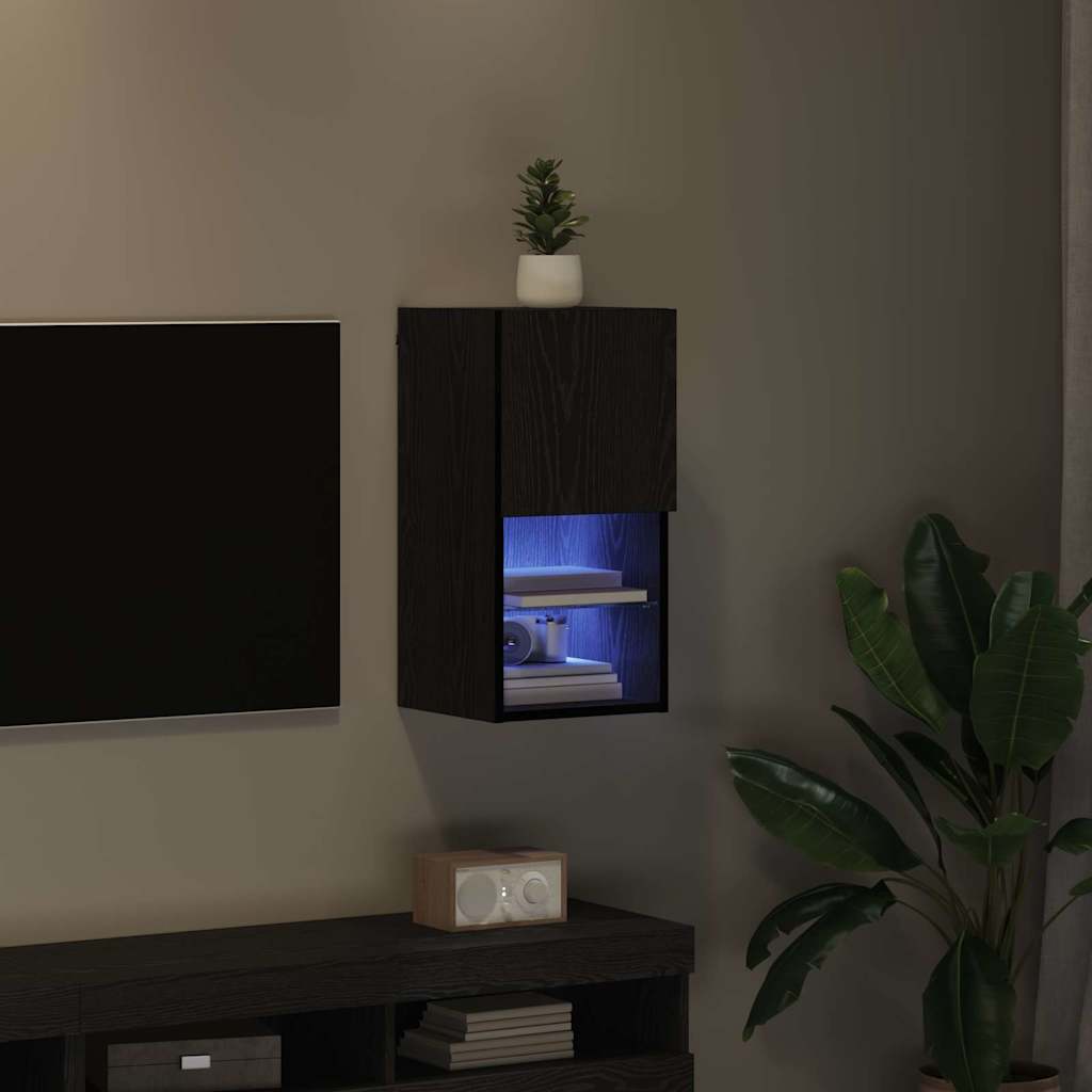vidaXL Wandmontierter TV-Schrank Schwarz Eichen-Optik Holzwerkstoff