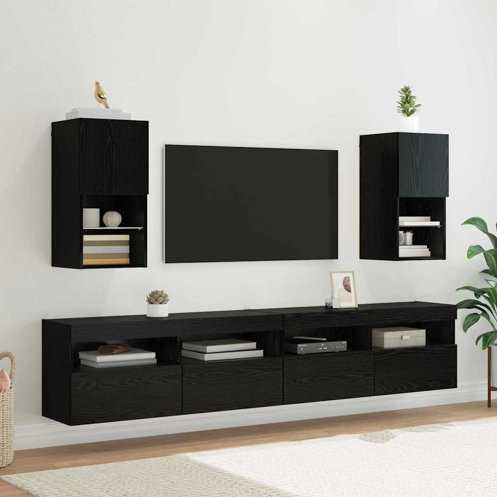 vidaXL Wandmontierter TV-Schrank Schwarz Eichen-Optik Holzwerkstoff